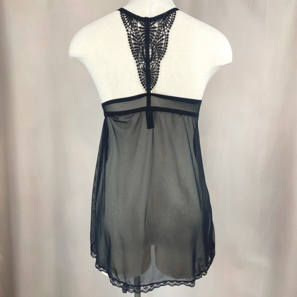 DAISY FUENTES Black (M) Push Up Babydoll Racerback Crochet Y2K Festival Lingerie - Picture 2 of 7